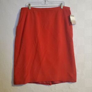 Elisabeth Liz Claiborne Skirt Silk Red Pockets Vintage New NOS Classic Womens 18